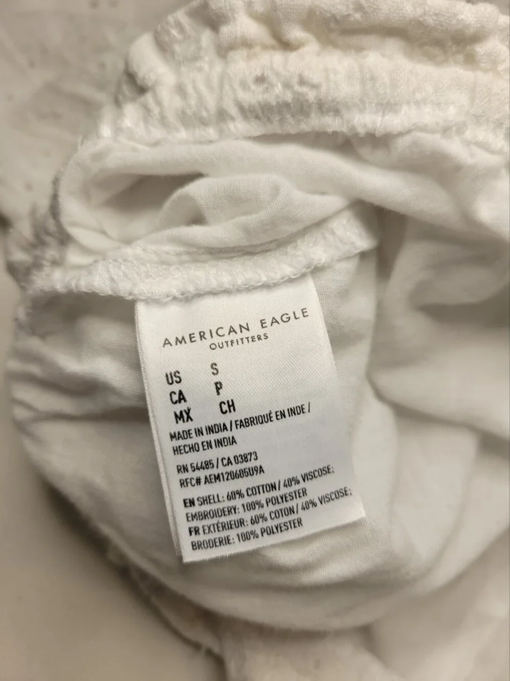 American Eagle Outfitters White Eyelet Tiered Mini Skirt with Drawstring